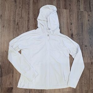 Athleta White Hooded fleece Zip-Up Jacket Medium.